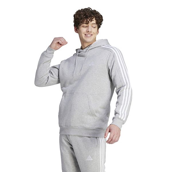 Men's adidas Essentials Fleece 3-Stripes Hoodie Color: Medium Gray Heather Size: S