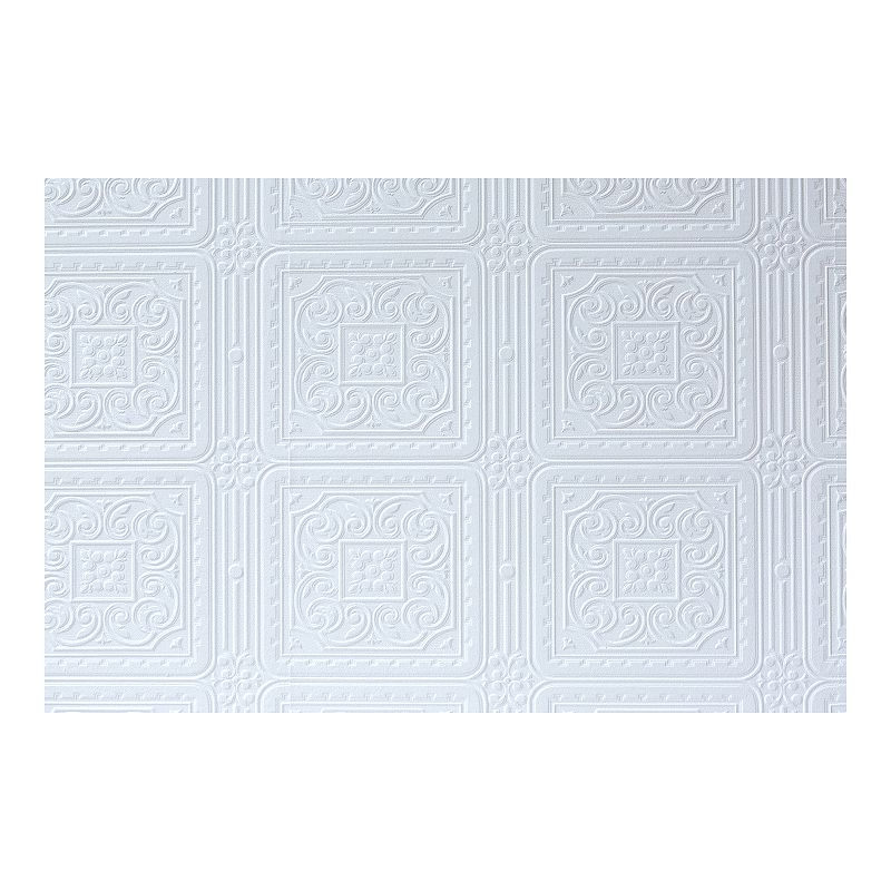 Brewster Home Fashions Turner Faux Tile Wallpaper, White