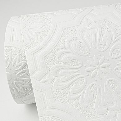 Brewster Home Fashions Victorian Tin Ceiling White Paintable Wallpaper