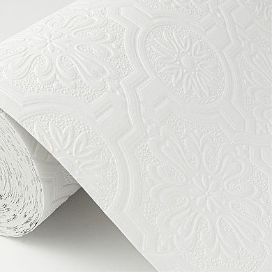 Brewster Home Fashions Victorian Tin Ceiling White Paintable Wallpaper