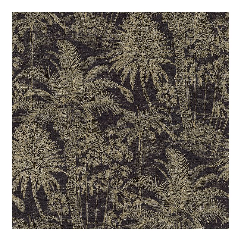 55652507 Brewster Home Fashions Palm Trees Wallpaper, Black sku 55652507