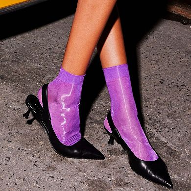 LECHERY® Set of Two Lustrous Silky Shiny Sheer Dress Socks