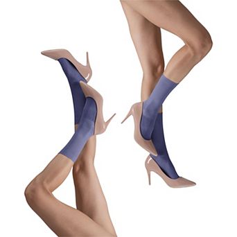 LECHERY® Set of Two Lustrous Silky Shiny Sheer Dress Socks