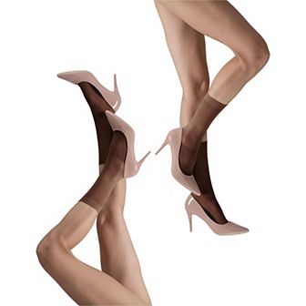 LECHERY® Set of Two Lustrous Silky Shiny Sheer Dress Socks