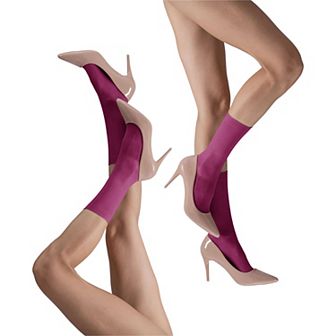 LECHERY® Set of Two Lustrous Silky Shiny Sheer Dress Socks