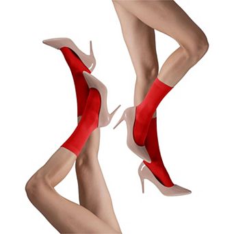 LECHERY® Set of Two Lustrous Silky Shiny Sheer Dress Socks