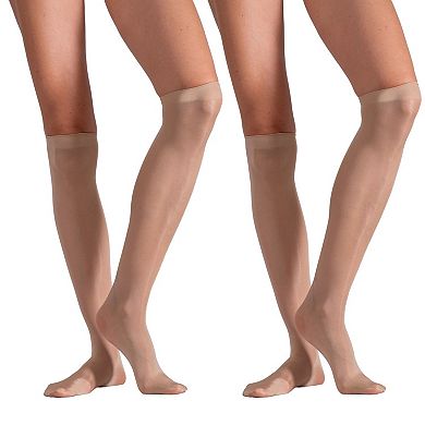LECHERY® Set of Two Lustrous Silky Shiny Sheer Dress Knee-high Stockings Socks