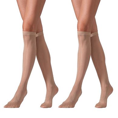 LECHERY® Set of Two Lustrous Silky Shiny Sheer Dress Knee-high Stockings Socks