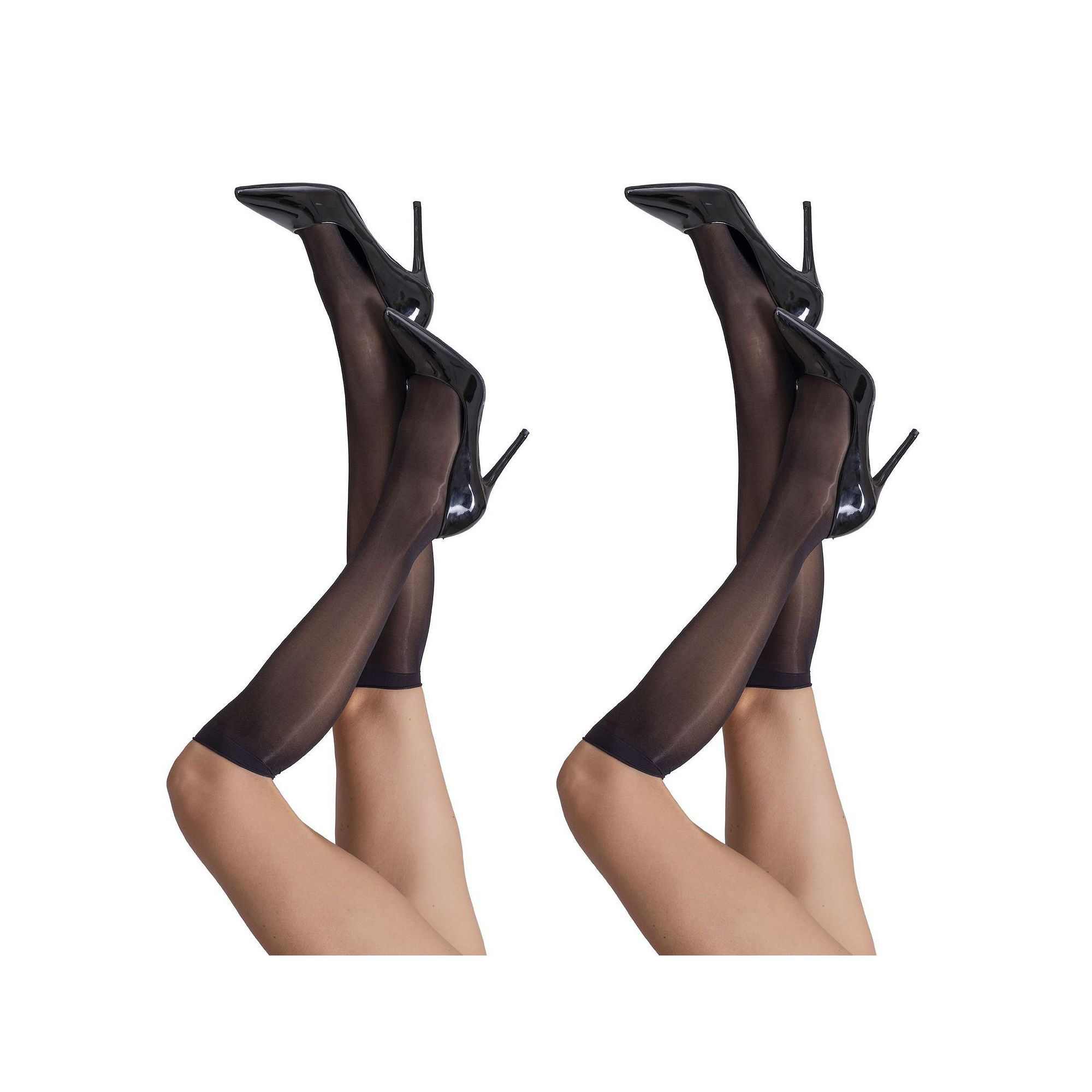 LECHERY® Matte Silky Sheer 20 Denier 2 Pairs of Knee-Highs, Womens, Black