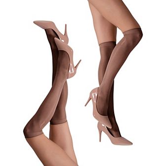 LECHERY® Set of Two Lustrous Silky Shiny Sheer Dress Knee-high Stockings Socks