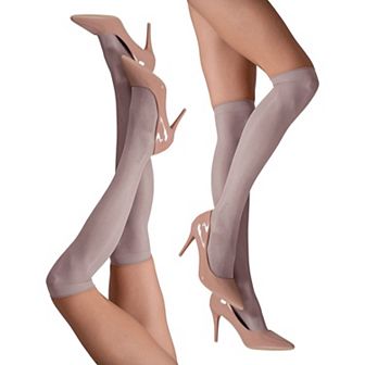 LECHERY® Set of Two Lustrous Silky Shiny Sheer Dress Knee-high Stockings Socks
