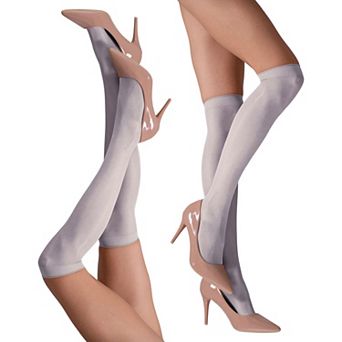 LECHERY® Set of Two Lustrous Silky Shiny Sheer Dress Knee-high Stockings Socks