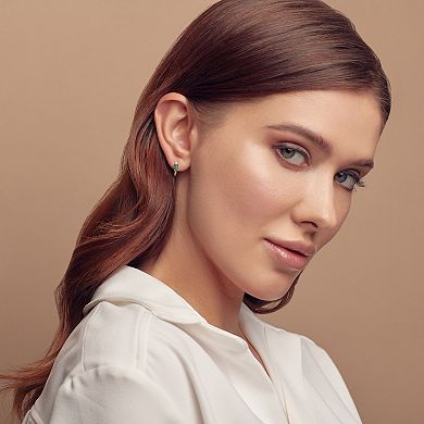The Regal Collection 14k Gold Emerald & 1/8 Carat T.W. Diamond Huggie Stud Earrings