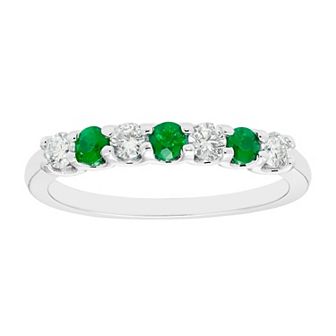 The Regal Collection 14k White Gold Emerald & 1/8 Carat T.W. Diamond Stackable Ring