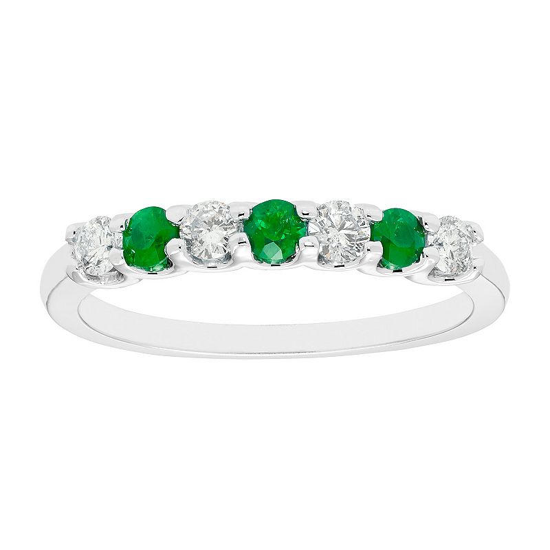 The Regal Collection 14k White Gold Emerald & 1/8 Carat T.W. Diamond Stacka