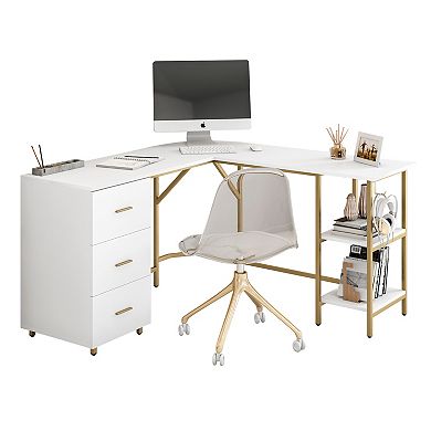 Techni Mobili L-Shape Office Desk & Storage Unit