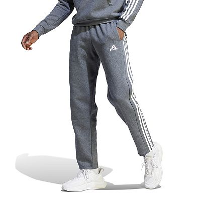 Adidas Men s Essentials 3 Stripes Open Hem Fleece Pants