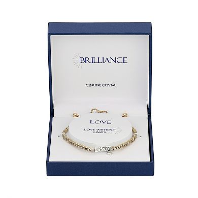 Brilliance 14k Two-Tone Gold Flash-Plated Crystal "LOVE" Adjustable Bracelet