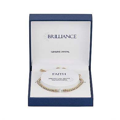 Brilliance 14k Two-Tone Gold Flash-Plated Crystal Cross Adjustable Bracelet