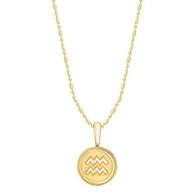 It's Personal 14k Gold Zodiac Aquarius Medallion Pendant Necklace