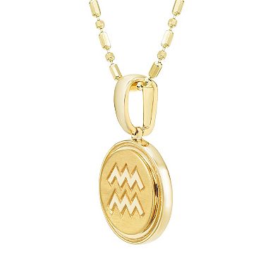 It's Personal 14k Gold Zodiac Aquarius Medallion Pendant Necklace