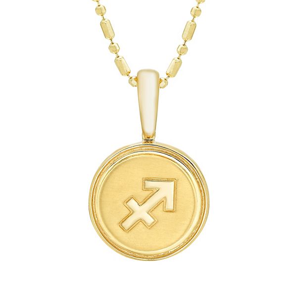 It's Personal 14k Gold Zodiac Sagittarius Medallion Pendant Necklace