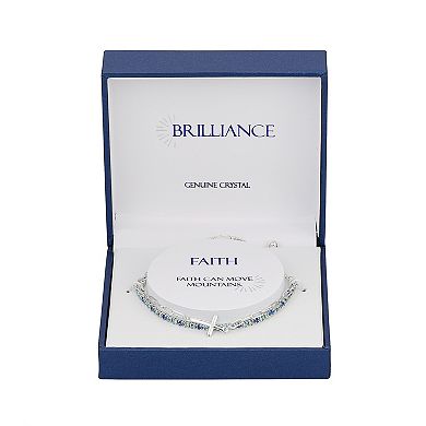 Brilliance Fine Silver Plated Double Strand Blue Crystal & Cross Adjustable Bracelet