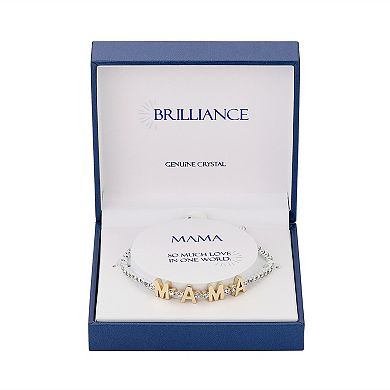 Brilliance 14k Two-Tone Gold Flash-Plated Crystal "MAMA" Bolo Bracelet
