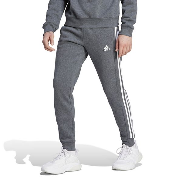 Men s adidas Essentials Fleece 3 Stripes Tapered Cuff Pants