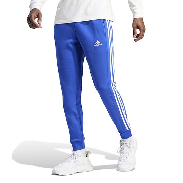 Men's adidas Essentials Fleece 3-Stripes Tapered Cuff Pants - Semi Lucid Blue (L)