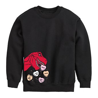 Boys 8-20 Dinosaur Candy Hearts Fleece Sweatshirt