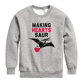 Boys 8-20 Making Hearts Saur Dino Fleece Sweatshirt