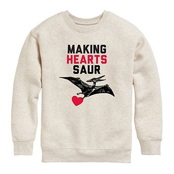 Boys 8-20 Making Hearts Saur Dino Fleece Sweatshirt