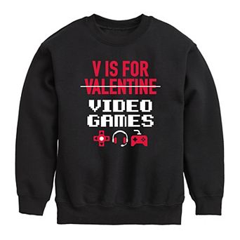 Boys 8-20 V Is For Video Games Fleece Sweatshirt