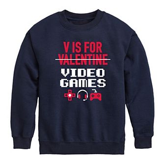 Boys 8-20 V Is For Video Games Fleece Sweatshirt