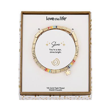 Love This Life Star Charm & Multicolored Tile Stretch Bracelet