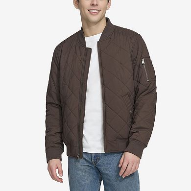 LEVI'S Mens Diamond Quilted Nylon Bomber Jacket Olive Green Sz XL NEW 150