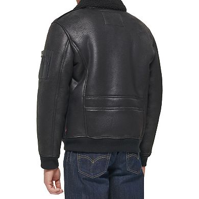 Men's Levi's® Faux Leather Military Jacket with Sherpa Collar