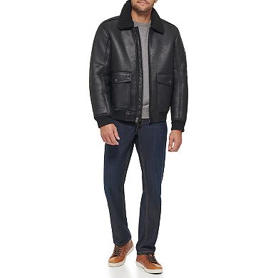 Men's Levi's® Faux Leather Military Jacket with Sherpa Collar