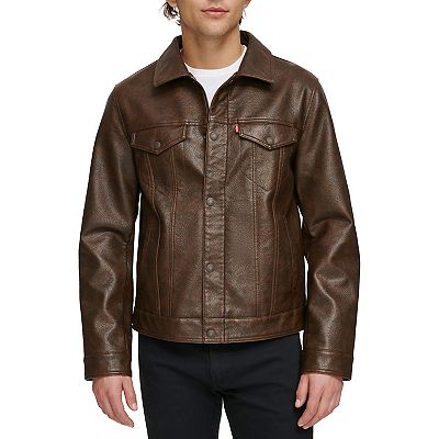 Levis mens leather trucker jacket best sale