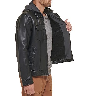 Men's Levi's® Faux Leather Hooded Trucker Jacket