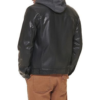 Men's Levi's® Faux Leather Hooded Trucker Jacket