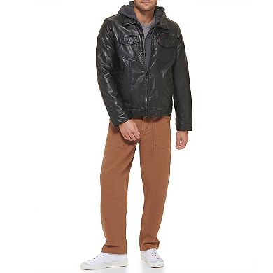 Men's Levi's® Faux Leather Hooded Trucker Jacket