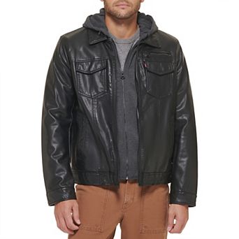 Men's Levi's® Faux Leather Hooded Trucker Jacket
