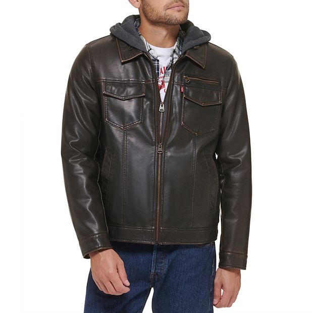 Levi's faux leather trucker jacket best sale