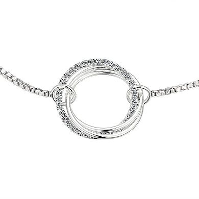 Brilliance Fine Silver Plated Crystal Open Circle Adjustable Bracelet