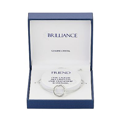 Brilliance Fine Silver Plated Crystal Open Circle Adjustable Bracelet