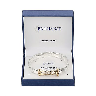 Brilliance 14k Two-Tone Gold Flash-Plated "LOVE" Heart Stretch Bracelet