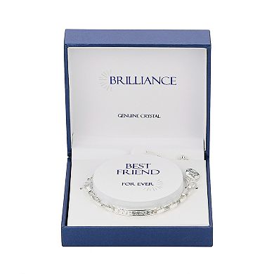 Brilliance Fine Silver Plated Crystal "LOVE" Bar Chain Link Adjustable Bracelet