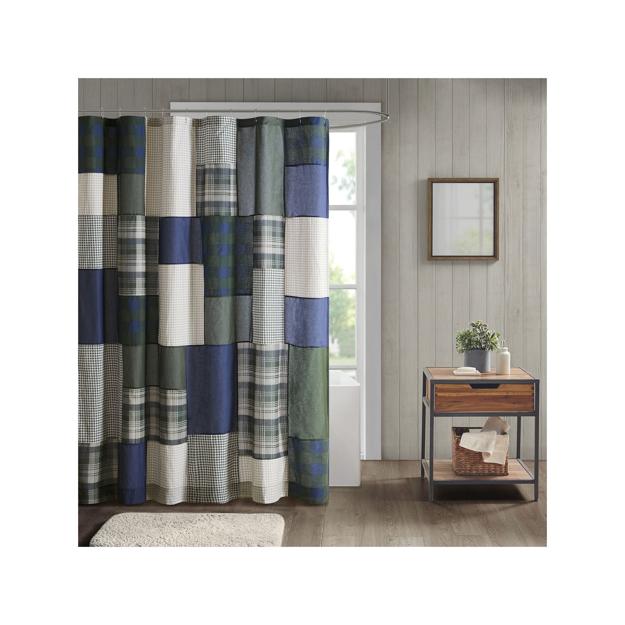 Woolrich Mill Creek Lodge Style Cotton Pieced Shower Curtain, Size: 72X72, 